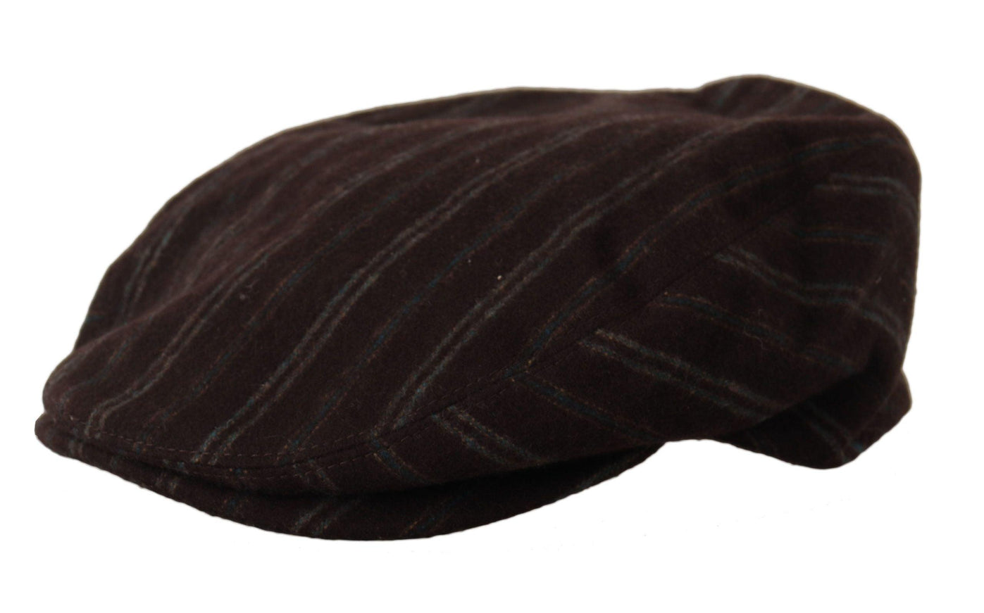 Dolce & Gabbana Brown Stripes Newsboy Men Capello Wool Hat - Ellie Belle