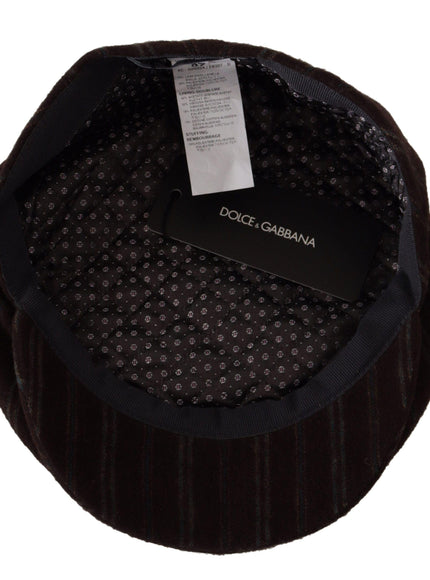 Dolce & Gabbana Brown Stripes Newsboy Men Capello Wool Hat - Ellie Belle