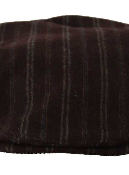 Dolce & Gabbana Brown Stripes Newsboy Men Capello Wool Hat - Ellie Belle
