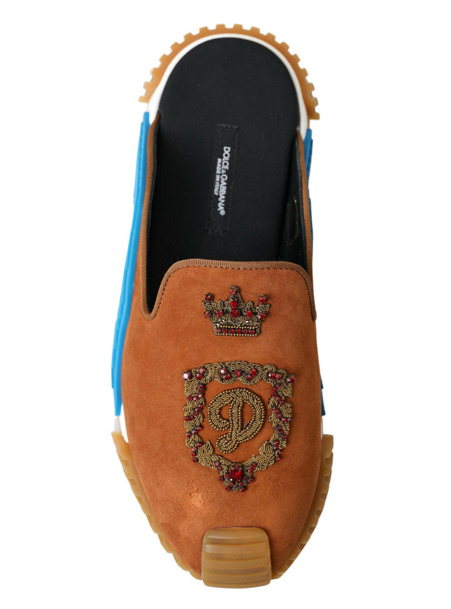 Dolce & Gabbana Brown Suede Crown Logo NS1 Slides Sandals - Ellie Belle