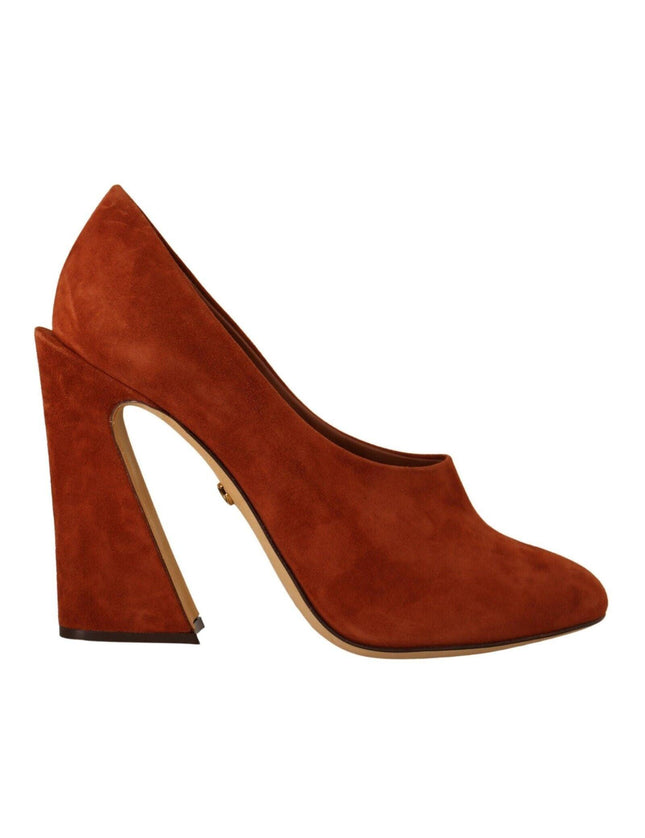 Dolce & Gabbana Brown Suede Leather Block Heels Pumps Shoes - Ellie Belle