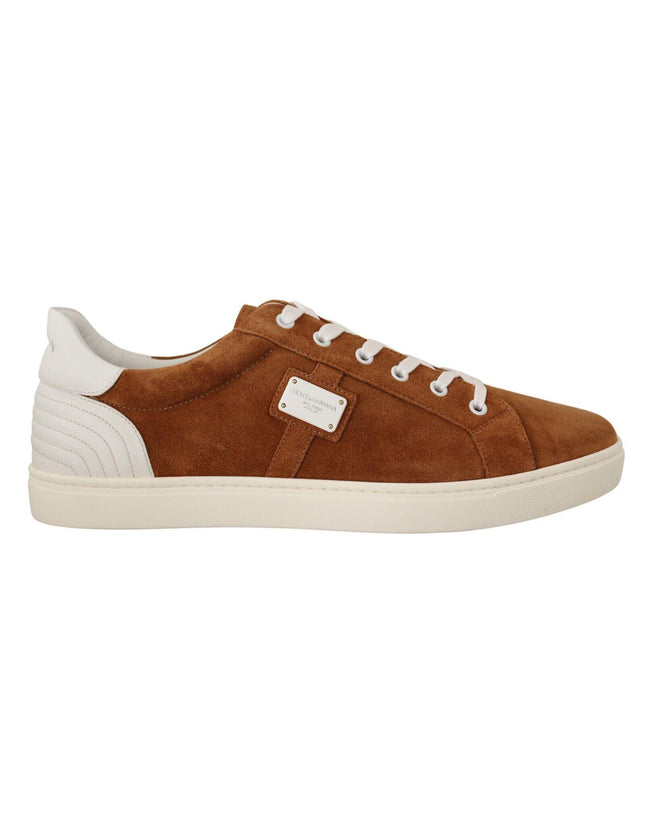Dolce & Gabbana Brown Suede Leather Low Tops Sneakers Shoes - Ellie Belle