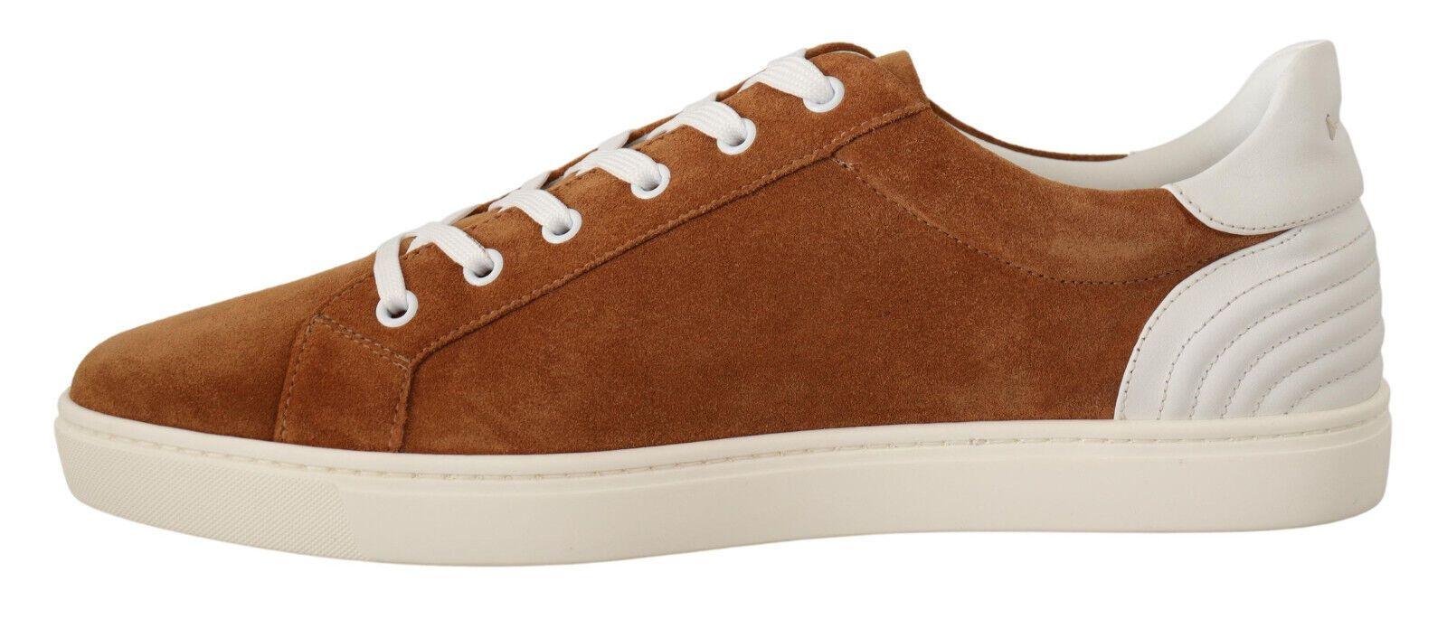 Dolce & Gabbana Brown Suede Leather Low Tops Sneakers Shoes - Ellie Belle