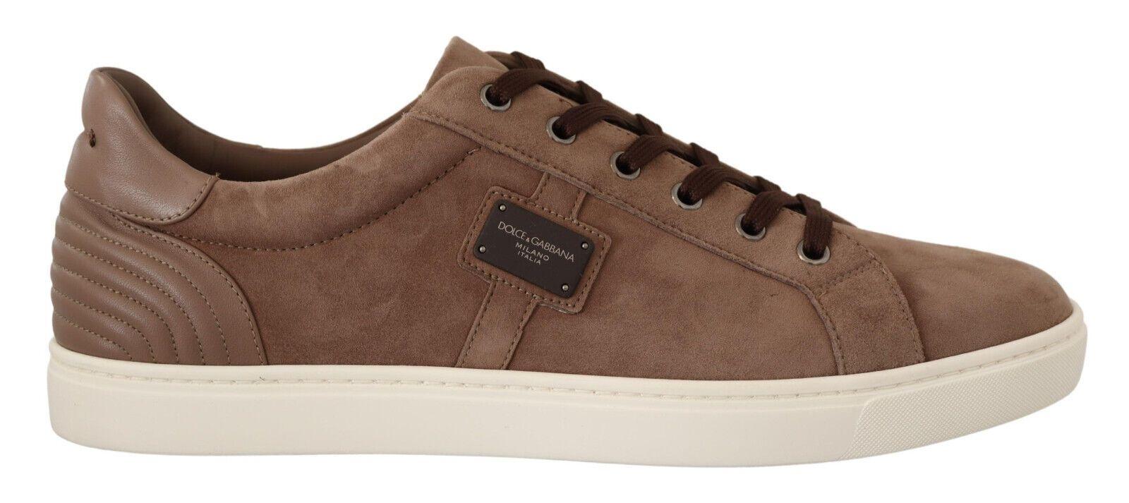 Dolce & Gabbana Brown Suede Leather Sneakers Shoes - Ellie Belle