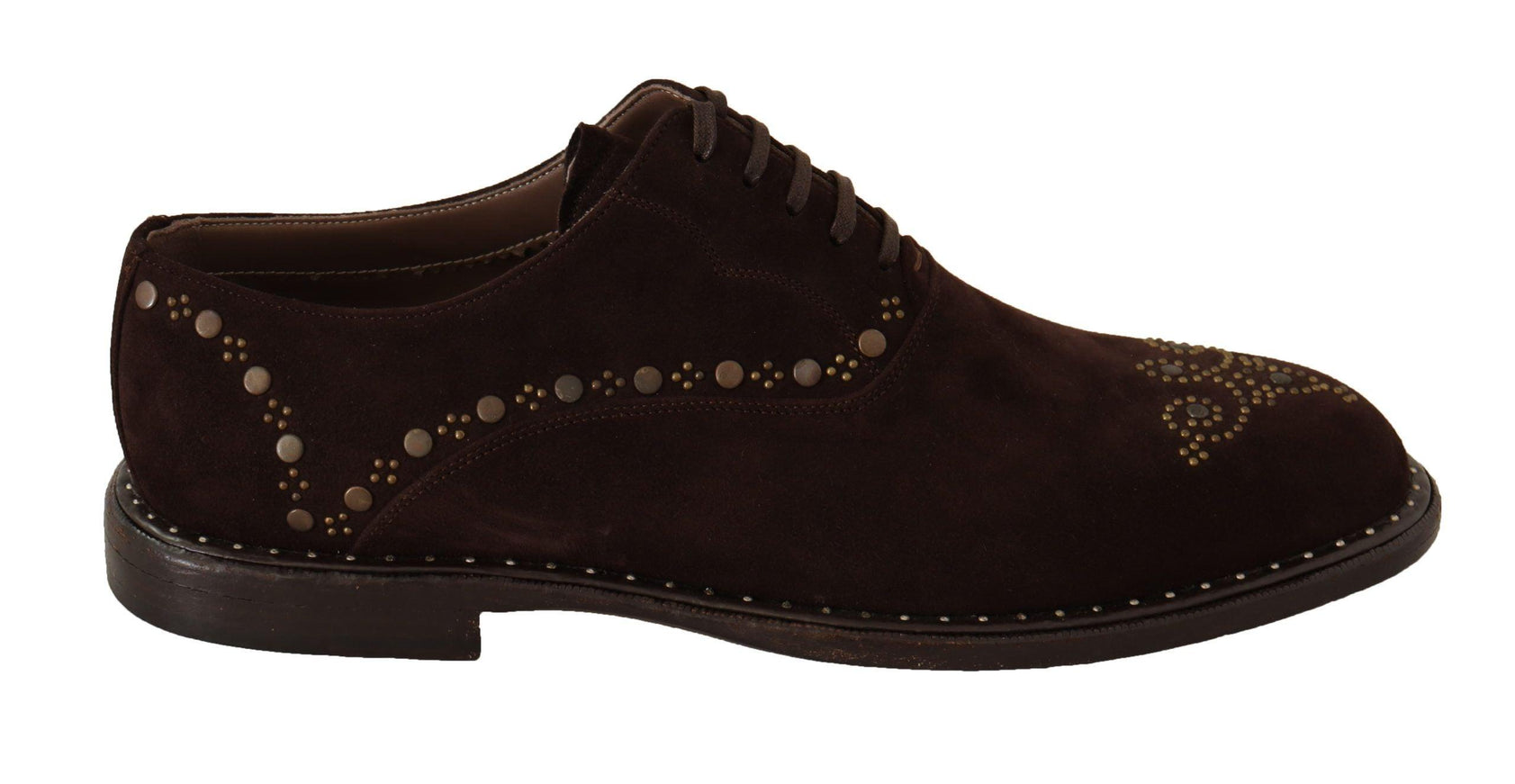 Dolce & Gabbana Brown Suede Marsala Derby Studded Shoes - Ellie Belle