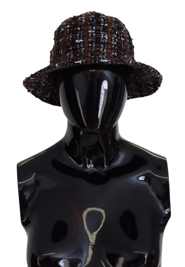 Dolce & Gabbana Brown Tweed Plaid Fedora Trilby Hat - Ellie Belle