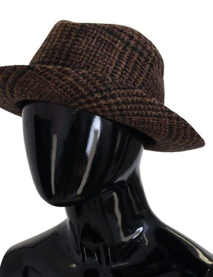 Dolce & Gabbana Brown Tweed Wool Logo Fedora Trilby Hat - Ellie Belle