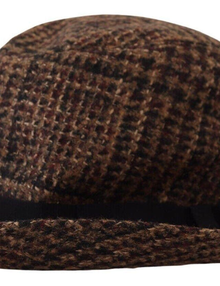 Dolce & Gabbana Brown Tweed Wool Logo Fedora Trilby Hat - Ellie Belle