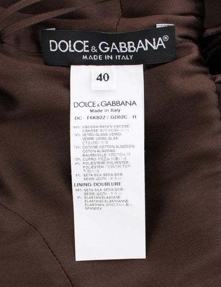 Dolce & Gabbana Brown Velvet Crystal Sheath Gown Dress - Ellie Belle