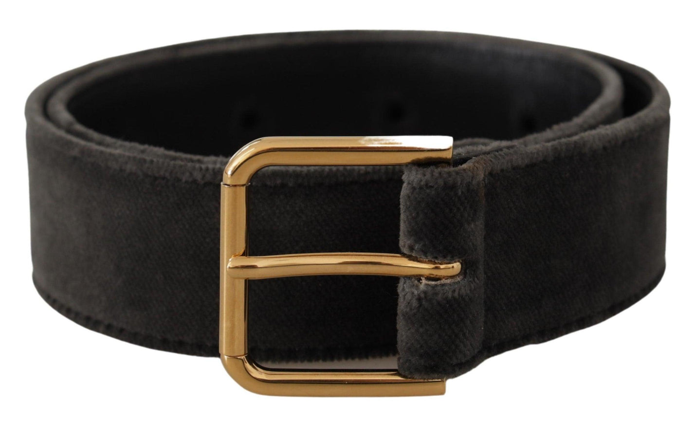 Dolce & Gabbana Brown Velvet Gold Tone Logo Metal Waist Buckle Belt - Ellie Belle