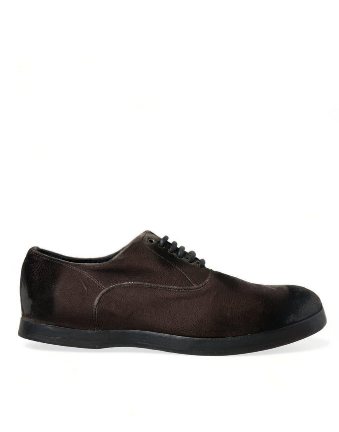 Dolce & Gabbana Brown Velvet Men Lace Up Oxford Dress Shoes - Ellie Belle