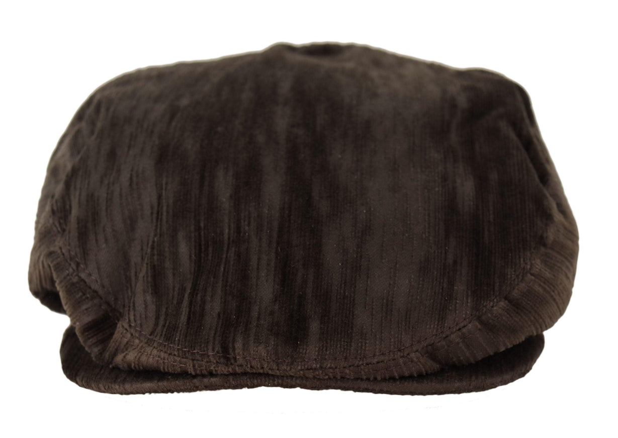 Dolce & Gabbana Brown Velvet Newsboy Cotton Men Capello Hat - Ellie Belle