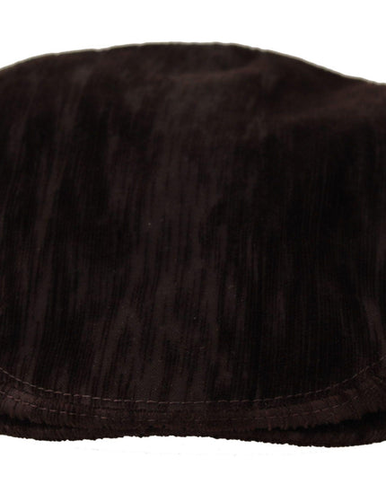 Dolce & Gabbana Brown Velvet Newsboy Men Capello Cotton Hat - Ellie Belle