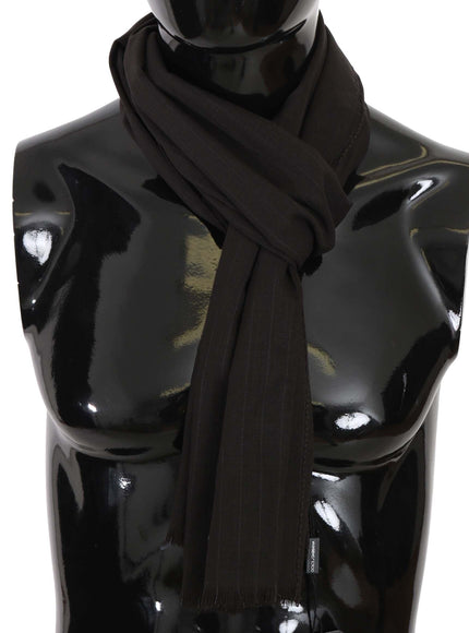 Dolce & Gabbana Brown Virgin Wool Striped Pattern Wrap Scarf