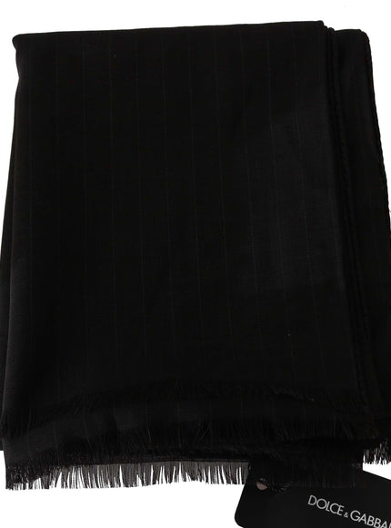 Dolce & Gabbana Brown Virgin Wool Striped Pattern Wrap Scarf