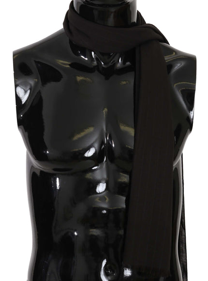 Dolce & Gabbana Brown Virgin Wool Striped Pattern Wrap Scarf