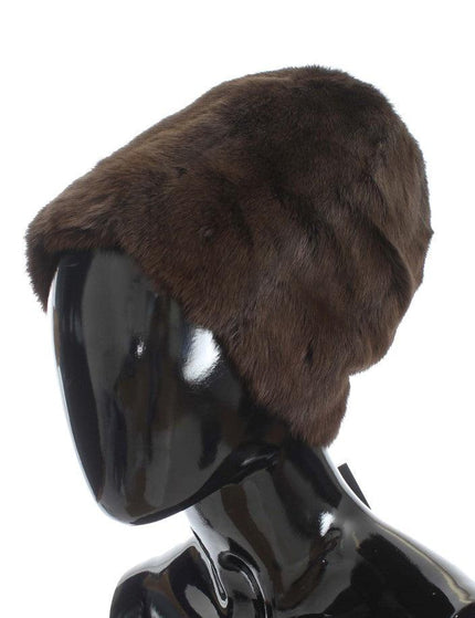 Dolce & Gabbana Brown Weasel Fur Womens Cashmere Hat Beanie - Ellie Belle