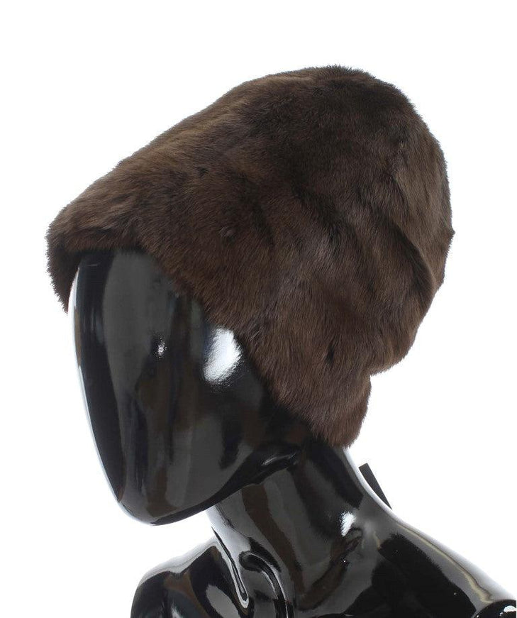 Dolce & Gabbana Brown Weasel Fur Womens Cashmere Hat Beanie - Ellie Belle