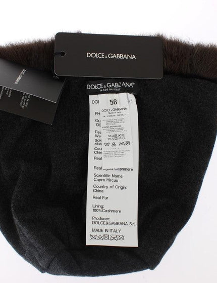 Dolce & Gabbana Brown Weasel Fur Womens Cashmere Hat Beanie - Ellie Belle