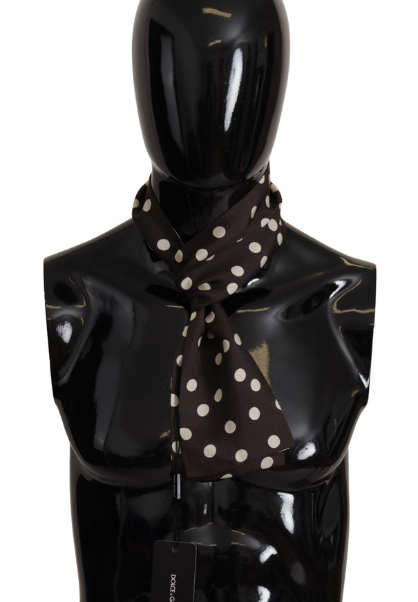 Dolce & Gabbana Brown White Polka Dots Shawl Warm Neck Wrap Scarf - Ellie Belle