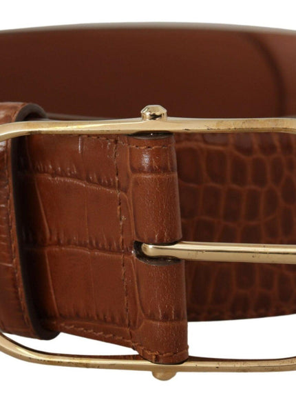 Dolce & Gabbana Brown Wide Waist Leather Gold Oval Metal Buckle Belt - Ellie Belle