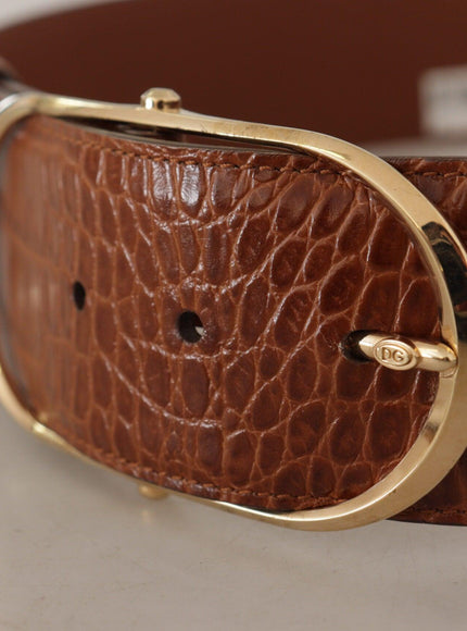 Dolce & Gabbana Brown Wide Waist Leather Gold Oval Metal Buckle Belt - Ellie Belle