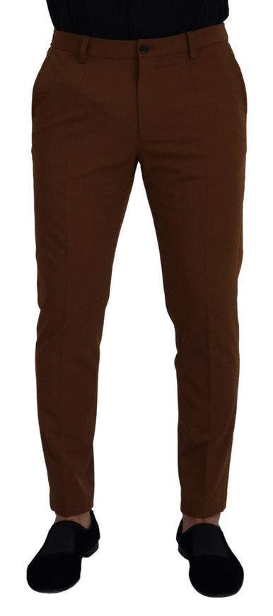 Dolce & Gabbana Brown Wool Chino Skinny Men Pants - Ellie Belle