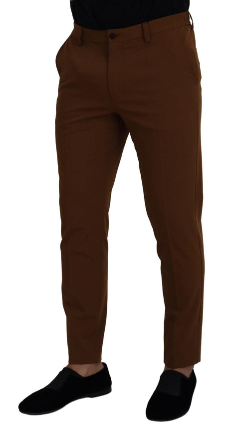 Dolce & Gabbana Brown Wool Chino Skinny Men Pants - Ellie Belle