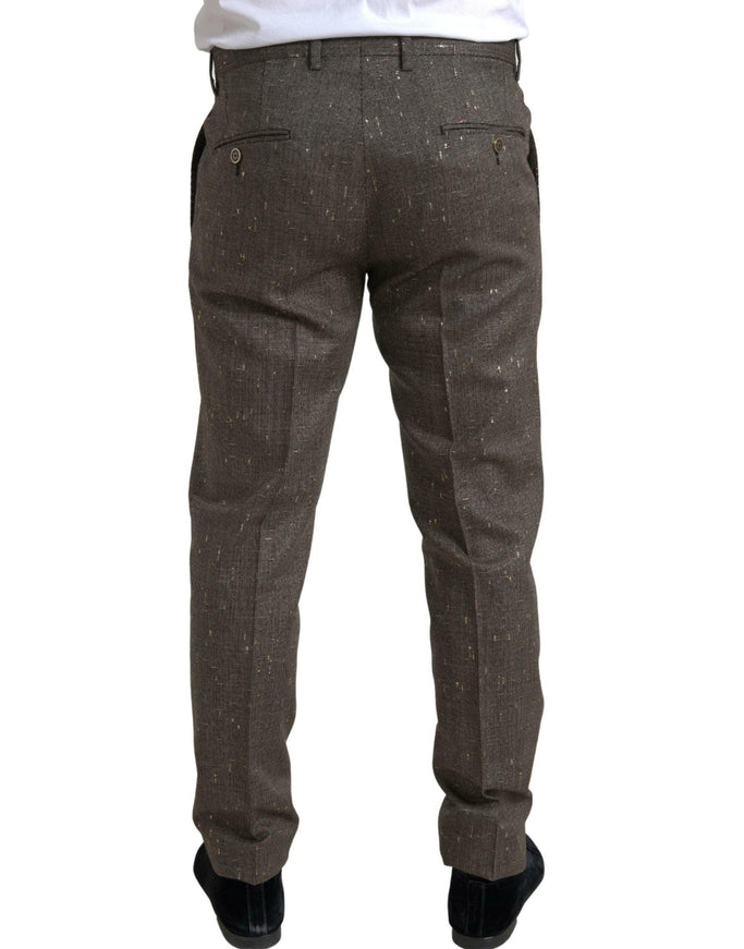 Dolce & Gabbana Brown Wool Dress Skinny Men Trouser Pants - Ellie Belle