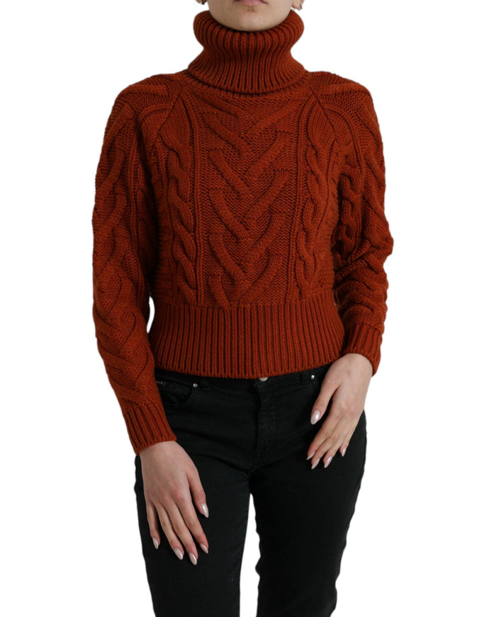 Dolce & Gabbana Brown Wool Knit Turtleneck Pullover Sweater - Ellie Belle