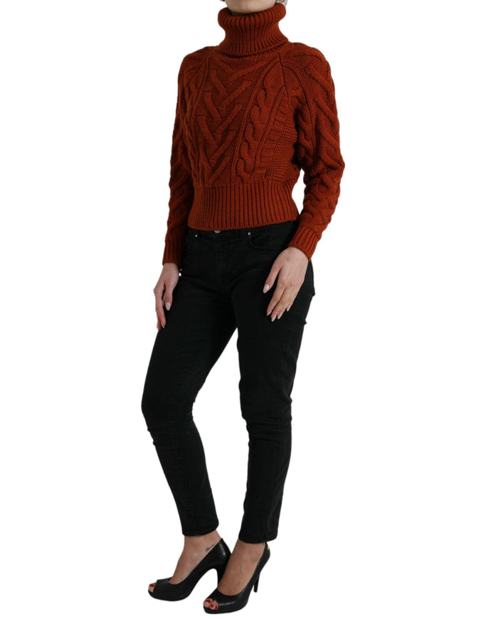 Dolce & Gabbana Brown Wool Knit Turtleneck Pullover Sweater - Ellie Belle