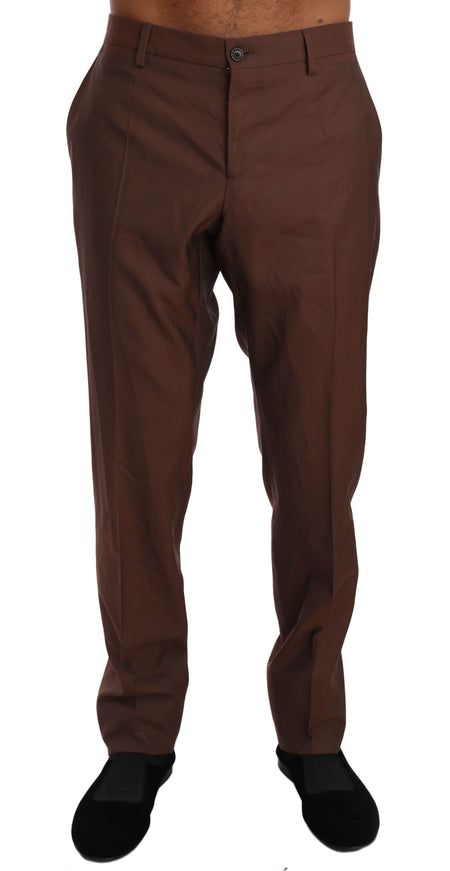 Dolce & Gabbana Brown Wool Silk Formal Trousers Pants - Ellie Belle