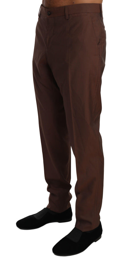 Dolce & Gabbana Brown Wool Silk Formal Trousers Pants - Ellie Belle