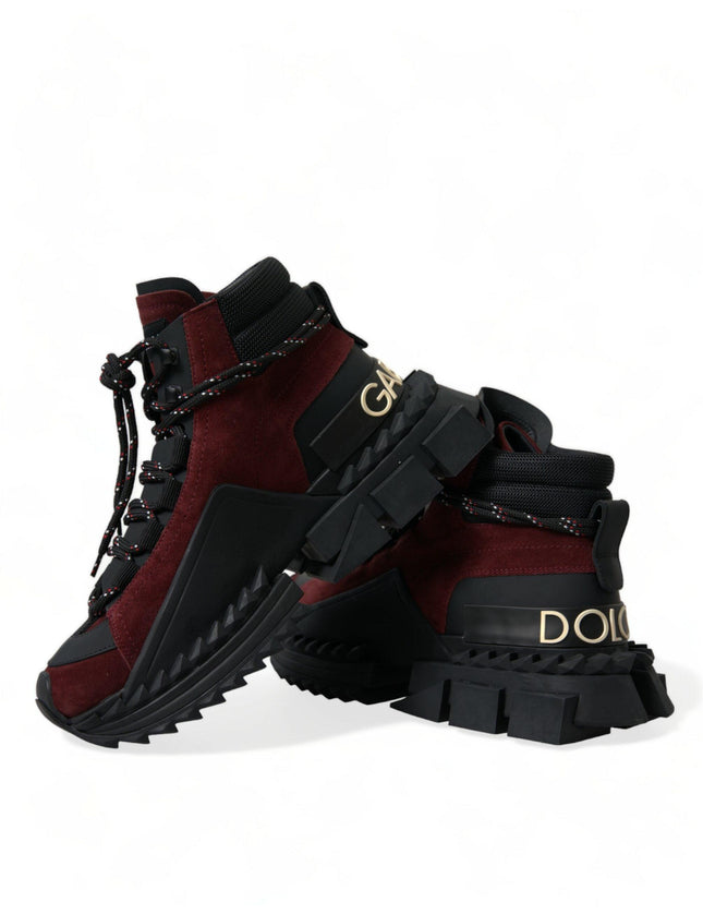 Dolce & Gabbana Burgundy Super King High Top Men Sneakers Shoes - Ellie Belle