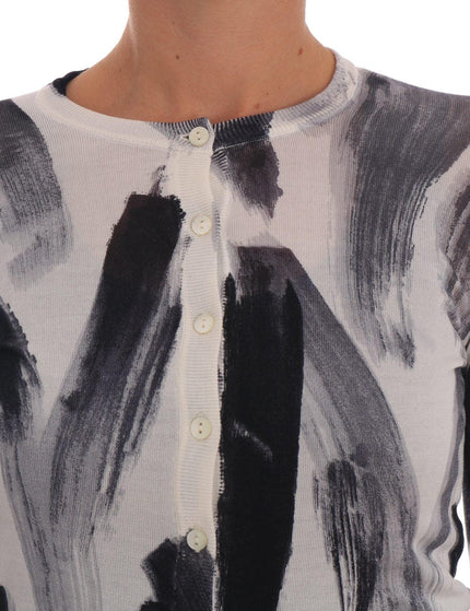Dolce & Gabbana Cardigan Lightweight Silk Paint Stroke Sweater