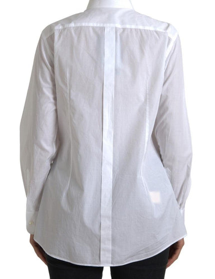 Dolce & Gabbana Cotton Collared Long Sleeves Shirt White - Ellie Belle