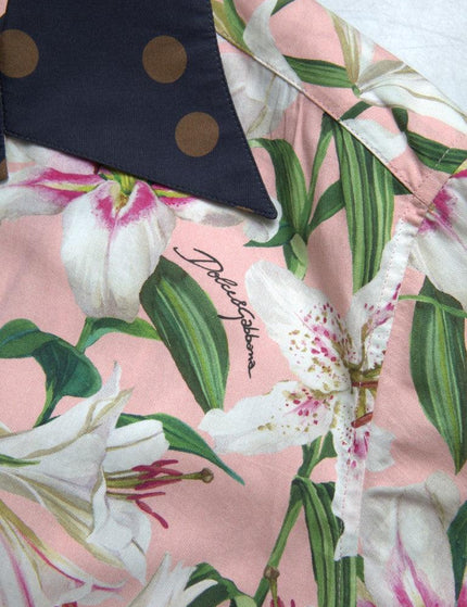 Dolce & Gabbana Cotton Polka Dot Lily Print Collared Shirt - Ellie Belle