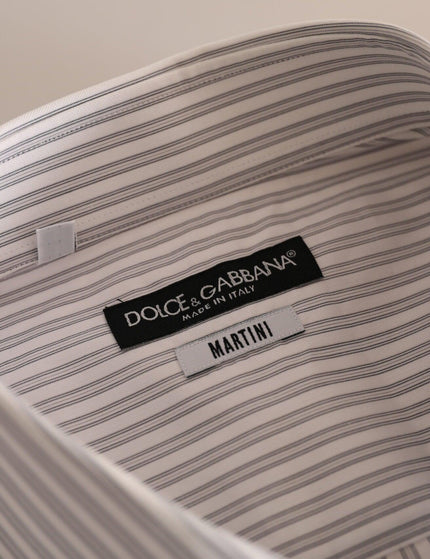 Dolce & Gabbana White MARTINI Cotton Stripe Dress Formal Shirt - Ellie Belle