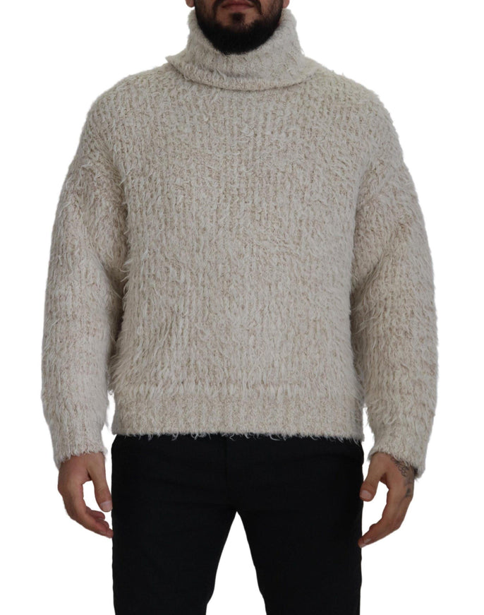 Dolce & Gabbana Cream Wool Knit Turtleneck Pullover Sweater - Ellie Belle