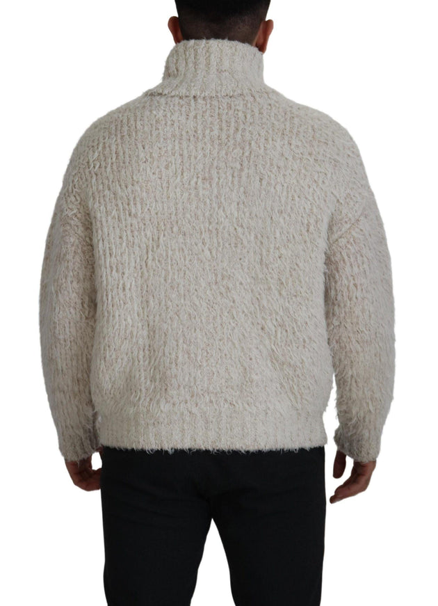 Dolce & Gabbana Cream Wool Knit Turtleneck Pullover Sweater - Ellie Belle