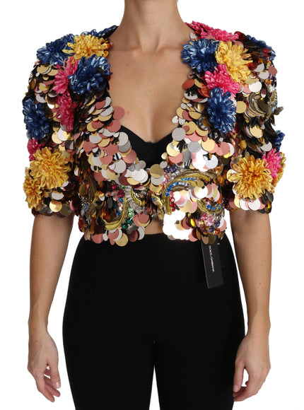 Dolce & Gabbana Crystal Sequined Floral Jacket Coat