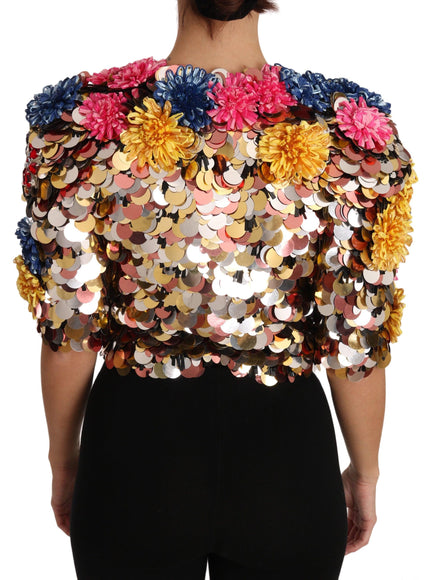 Dolce & Gabbana Crystal Sequined Floral Jacket Coat