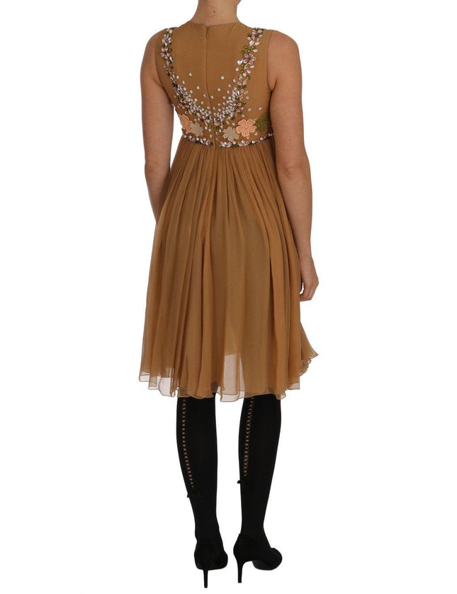 Dolce & Gabbana Crystal Silk Gold A-Line Gown Dress - Ellie Belle
