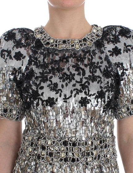 Dolce & Gabbana Crystal Silver Runway Handmade Dress - Ellie Belle