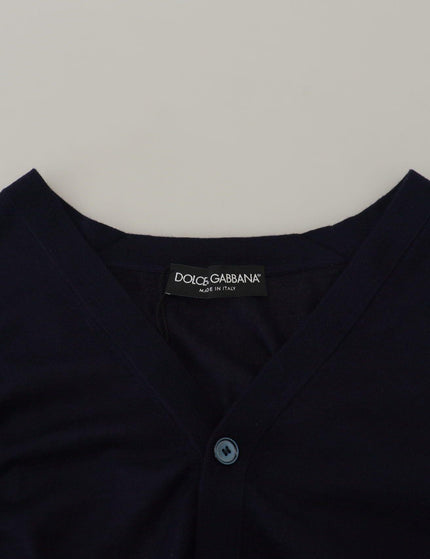 Dolce & Gabbana Dark Blue Cashmere Button Cardigan Sweater - Ellie Belle