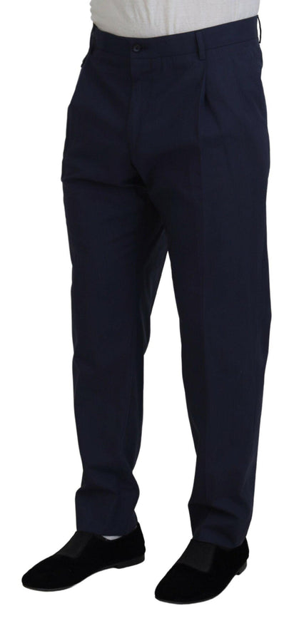 Dolce & Gabbana Dark Blue Cotton Chino Formal Pants - Ellie Belle