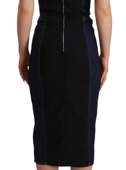 Dolce & Gabbana Denim Sheath Midi Dress In Dark Blue