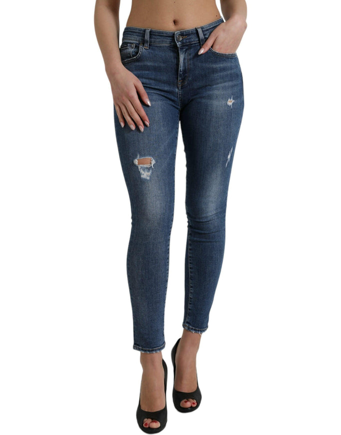 Dolce & Gabbana Dark Blue Cotton Stretch Denim Skinny Jeans - Ellie Belle