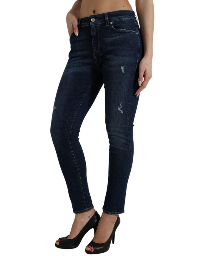 Dolce & Gabbana Dark Blue Cotton Stretch Denim Skinny Jeans - Ellie Belle