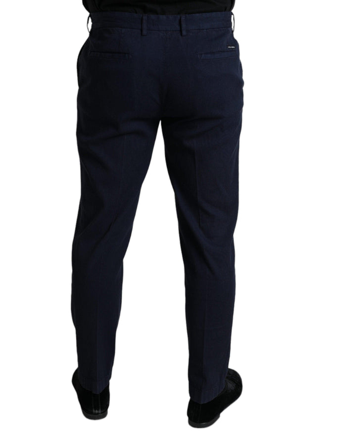 Dolce & Gabbana Dark Blue Cotton Stretch Slim Fit Dress Pants - Ellie Belle